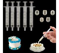 5Pcs Mini Cake Decorating Tips with 5 Cylinder Tiny Cake Modeling Piping Tool Pastry Tips for DIY Polymer Clay Dollhouse Fairy Garden Miniatures Landscape Crafts Decor