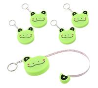 5pcs Mini Cartoon Frog Animal Retractable Tape Measure Keyring Green