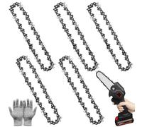 5Pcs Mini Chainsaw Chain - 6 Inch Small Chainsaw Chain Replacement Saw Chain Portable Mini Chainsaw for Cordless Handheld Steel Chainsaw for Tree Trimming Wood Branch Cutting, 37 Drive Links