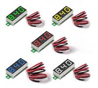 5pcs Mini Digital DC Voltmeter 0.28 Inch Two-Wire 2.5V-30V Mini Digital DC Voltmeter Voltage Tester Meter 5 Colours(5pcs Mix)