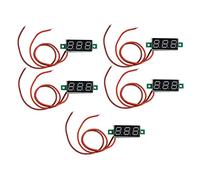 5Pcs Mini Digital DC Voltmeter Voltage Meter Tester Detector Adjustable 2 Wire 0.28in, DC2.4~30V Detection Voltage Range, Reverse Connect Not Burn(Yellow Green)