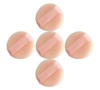 5pcs Mini Flocking Powder Puff 3cm Beige Lovely Makeup Tool for Women | Reusable Facial Sponge, Comfortable Nose and Mouth Corner Application, Avoids Cosmetic Waste, Valentine's Day and Mother's
