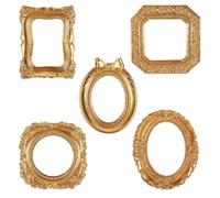 5Pcs Mini Gold Picture Frames Baroque Small Vintage Picture Frames Resin Miniature Pictures Frame for Jewelry DIY Wall Hanging Desktop Home Decor Antique Display(Multiple Sizes)