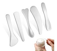 5pcs Mini Metal Makeup Spatula Stainless Steel Cosmetic Spoon Multi-functional Beauty Spatula Reusable Mask Facial Applicator Scoop Skincare Tools for Mixing Sampling Cream Mask Lotions Moisturizers
