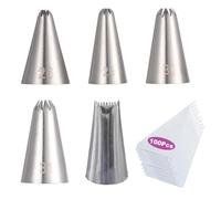 5PCS Mini Piping Nozzles Kit with 100 Pcs Disposable Piping Bags 9.8 Inch, Stainless Steel Piping Nozzle Tip, Piping Nozzle Cake Decorating Tools for for Baking, Cakes, DIY Cookies
