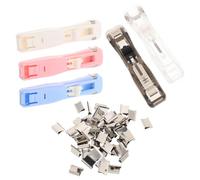 5pcs Mini Push Stapler Dispenser with Refill Clips for Memos | Plastic and Metal Build, Single-handed Operation, Portable Storage, for Classroom Handouts, Home Use