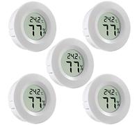 5Pcs Mini Round Hygrometer Thermometer Digital LCD Monitor Meter Gauge Indoor Outdoor Humidity Temperature Gauge for Humidifiers Dehumidifiers Greenhouse Basement Babyroom Fahrenheit or Celsius White