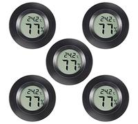 5Pcs Mini Round Hygrometer Thermometer Digital LCD Monitor Meter Gauge Indoor Outdoor Humidity Temperature Gauge for Humidifiers Dehumidifiers Greenhouse Basement Babyroom Fahrenheit or Celsius Black