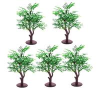 5Pcs Mini Trees, Artificial Plastic Model for DIY Crafts Building Model Scenery Landscape, Low-Maintenance Multi-Use Green