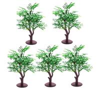 5Pcs Mini Trees, Artificial Plastic Model Trees, Low-Maintenance Multi-Use Little for DIY Crafts Building Model Scenery Landscape, Green