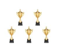 5pcs Mini Trophies for Kids Awards,Gold Plastic Trophy Basketball Football Trophy 8.5 Inch Game Match Trophys with Lid Winners Award Trophys for Party Favors Sports Event Game Rewards