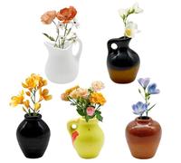 5pcs Mini Vase Fridge Magnets, Ceramic Tiny Flower Vases with Strong Magnets - 3D Magnetic Tiny Bud Vases for Kitchen Refrigerator Office Home Decoration