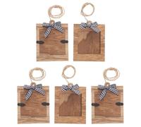 5pcs Mini Wooden Hanging Picture Frame Ornament with Ribbon Bow