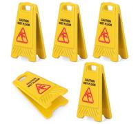 5pcs Miniature Dollhouse Wet Floor Sign, Realistic Mini Caution Slippery Floor Warning Tiny Sign for Role Play Home Decoration Enhance Safety Awareness
