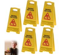 5Pcs Miniature Dollhouse Wet Floor Warning Signs Realistic Caution Safety Decorations for Role Play Education Enhance Interior Design Safety Awareness (5Pcs)