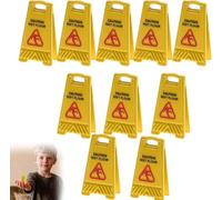 5Pcs Miniature Dollhouse Wet Floor Warning Signs Realistic Caution Safety Decorations for Role Play Education Enhance Interior Design Safety Awareness (10Pcs)