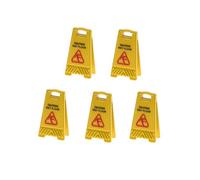 5pcs Miniature Dollhouse Wet Floor Warning Signs Realistic Caution Signs for Role Play Educational for Awareness for Dollhouse and Imaginative Play AhP319 (Yellow, 3.5X1.5cm)