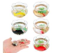 5Pcs Miniature Fish Bowl Tank, Realistic Glass Decor for Dollhouse Display Captivating Miniature, 1:12 Scale Dollhouse Goldfish Bowls with Tiny Fish & Grass, Perfect for DIY Projects