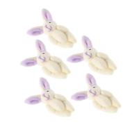 5Pcs Miniature Plush Rabbit Figurines Soft Kawaii Bunny Keychain for Spring Birthday Party Goodie Bag Stuffers Cute Stuffed Animal Decor
