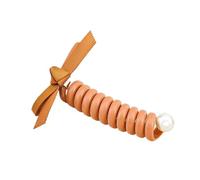 5Pcs Minimalist Bubble Braid Hair Tie Straight-style Telephone Cord Design With Bow Suitable For Braiding And Updos(Tangerine yellow)