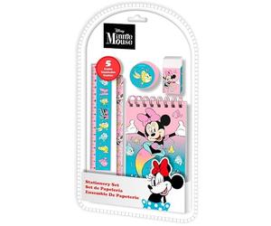 5PCs Minnie Mouse School Stationery Set, Back To School Exam Stationery Set, pencils Sharpener, Eraser, Ruler, Girls Notebook, Stationary Kit for Kids 3+ Years