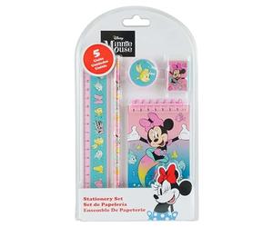 5PCs Minnie Mouse Stationary Supplies - Mini Notepad, Eraser, Pencil, Ruler, Sharpener, Back to School Essentials, School Gifts for Girls