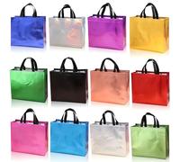 5pcs mixed color gift bag set, large size 33x28x13cm, reusable gift bags for birthday parties, treatment |holographic non-woven fabric|shopping|Christmas |wedding bags
