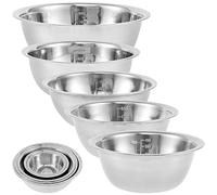 5Pcs Mixing Bowl Set Stainless Steel Nesting Bowl with Measurement Marks Space Saving Salad Bowls Dishwasher Safe 5/3/2/1.5/0.63QT Metal Prep Bowls for Cooking Baking Food Prep