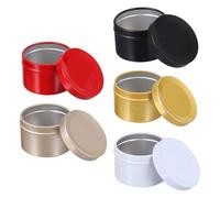 5pcs Ml Christmas Metal Empty Tins for DIY Crafters, Wide-mouth Box | Aluminum Frosted Gold Finish, Lid Included, Travel-ready Containers for Lip Balms, Loose Hardware and Office Desks