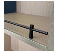 5pcs Modern Fall Prevention Metal Shelf Rail Set, Aluminum Round Pipe Barrier, Decorative Rod Guard Fence, for Bookshelf, Shoe Racks, Kitchen Cabinets(Black,30cm/11.8in)