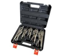 5pcs Mole Grips Pliers Set, Heavy Duty Vice Grips, 5", 7" & 10" Curved Jaw Locking Pliers 7" & 9" Long Nose Vise Grip, Mole Grip Vice Plier Set with Quick Release Lever Thumb Screw Adjustment