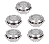 5Pcs Momentary Push Button Switch, Metal Auto Reset Ultra Thin Tact Switch with LED 19mm for Automotive Industrial Control Start Stop Systems (DC3~6V White)