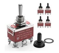 5PCS Momentary Toggle Switch 12V DC 3 Position 30A DPDT (ON)-Off-(ON) 6 Pin Car Toggle Switch With Cover Boot For Cars Boat Auto IDGTTLDF