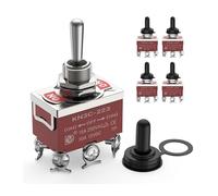 5PCS Momentary Toggle Switch 12V DC 3 Position 30A DPDT (ON)-Off-(ON) 6 Pin Car Toggle Switch With Cover Boot For Cars Boat Auto IDGTTLDF