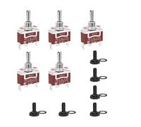 5PCS Momentary Toggle Switch 12VDC 30A 250VAC 15A 3 Pin (ON)-Off-(ON) Heavy Duty with Waterproof Cover Cap for Car Marine Boat IDGTTLDF