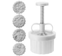 5pcs Mooncake Mould with 4PCS Large 150g Stamps Thickness Adjustable Moon Cake Mold Hand Press Cookie Press for Mooncake Making for Autumn Festival Decoration Gift