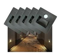 5Pcs Motion Sensor LED Stair Lights, 3000K Warm White, 3W Indoor Recessed Step Wall Lamps, Elegant Silver Night Lighting for Bedroom, Safe & Stylish Home Decor