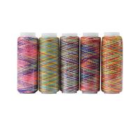 5PCS Multicolor Gradient Sewing, 110m Rainbow Variegated Serger Thread Quilting Wire Spool Embroidery Thread Spools Floss Garment Accessory