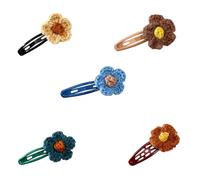 5Pcs Multifunctional Hair Clip Crochet Hair Accessories Flowers Practical Metal Base for Active Children Adults Crochet Flower Hair Clip for Women Girls