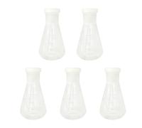 5Pcs Multipurpose Graduated Laboratory Flasks with Lid Triangular Clear Flasks with Scales for School Laboratory Capped Triangular Flask Shatterproof Chem Leakproof