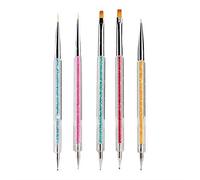 5pcs Nail Art Brush Pen Nail Dotting Tools Manicure Tool Set Drawing Painting Decoration Pen Double Ended Nail Art Pens Kit Gel Nails for Professional Nail Designer