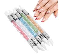 5pcs Nail Art Brushes, Nail Brush Silicone Pen Art Nail Embossing Pen Nail Carving Pen Hollow Carving Embossing Pen Nail Art Accessories Soft Diy Tools
