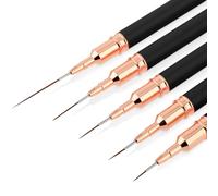 5Pcs Nail Art Liner Brushes Details Thin Nail Art Brush Fine Nail Art brush Set For Striping Long Lines Gel Polish Painting(7/9/11/15/25mm, Black)
