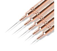 5pcs Nail Art Liner Brushes,Liner Brush For Nails Gel,Painting Art Design Brush Set Nail Dotting Drawing Tool For Long Lines, Thin Details, Fine Drawing Sizes 7/9/11/15/25mm(Rose Golden)
