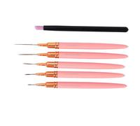 5pcs Nail Art Liner Brushes, Nail Art Pens with 1 Quartz Pen Liner Brushes Set Long Line Drawing Tool for Gel Polish Manicure Design Size 4/8/12/20/25mm (Pink)