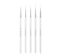 5Pcs Nail Art Liner Brushes Set, Manicure Brush Fine Drawing Thin Lines Painting Details Striping Design For Gel Polish Dotting Pen Transparent Handle Home DIY, 6/9/12/18/24mm
