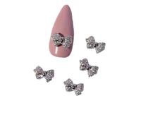 5pcs Nail Art Rhinestones Butterfly Bowknot Nail Art Charms DIY Rhinestones Shiny Pearl Crystal Bow Cute Accessories DIY Mixed Decorations(S48-2)