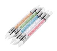 5Pcs Nail Brush Silicone Pen, Washed Reusable, Hollow Carving Embossing Pen, Nail Art Accessories for Carving, Embossing, Sticking, Applying Powder, Making Nails