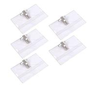 5pcs Name Badges with Crocodile Clip and Safety Pin,Safety Pin & Blank Card Insert Sheets,Plastic Name Badge with Pin Waterproof,Horizontal ID Card Holder for Company, School, Corporate,9 * 5.6cm