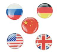 5pcs National Flag Zinc Alloy Brooch Pin for Jackets and Coats | Shining Fashion Finish, Multi-purpose Unisex Design, Suitable for Business Conferences, Proms and Parties Random Style